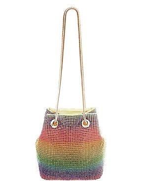 TRENDY RHINESTONE RAINBOW COLOR MINI SHOULDER BAG