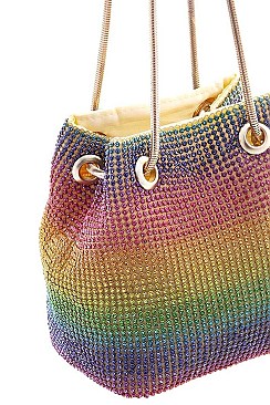 TRENDY RHINESTONE RAINBOW COLOR MINI SHOULDER BAG