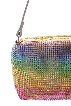 RHINESTONE FASHION RAINBOW COLOR MINI SHOULDER BAG