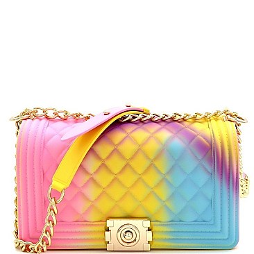 QUILTED MULTI COLOR JELLY SHOULDER BAG