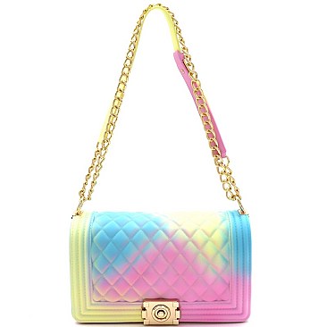 QUILTED MULTI COLOR JELLY SHOULDER BAG