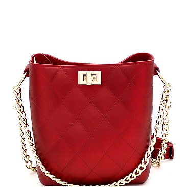 2-Way Turn-Lock Accent Jelly Chain Bucket Shoulder Bag