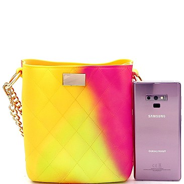 2-Way Turn-Lock Accent Jelly Chain Bucket Shoulder Bag