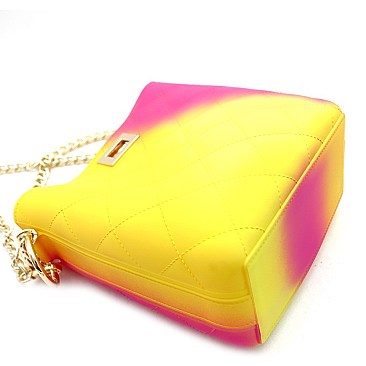 2-Way Turn-Lock Accent Jelly Chain Bucket Shoulder Bag