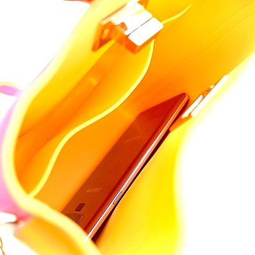 2-Way Turn-Lock Accent Jelly Chain Bucket Shoulder Bag