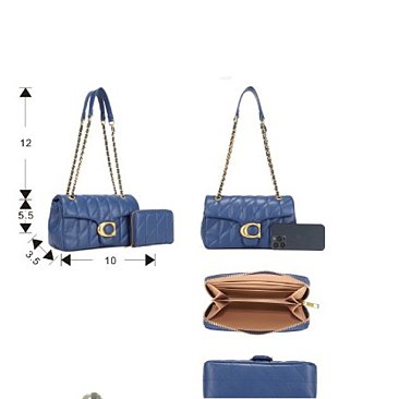 2-in-1 Quilted Shoulder Bag & Wallet Set