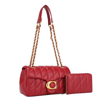 2-in-1 Quilted Shoulder Bag & Wallet Set