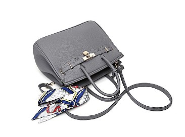 2-Way Padlock Accent Structured Satchel