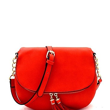 Tasselled Flap Saddle Shoulder Bag