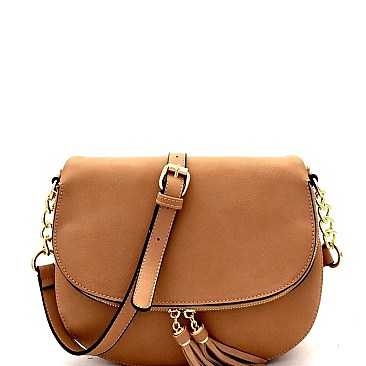 Tasselled Flap Saddle Shoulder Bag