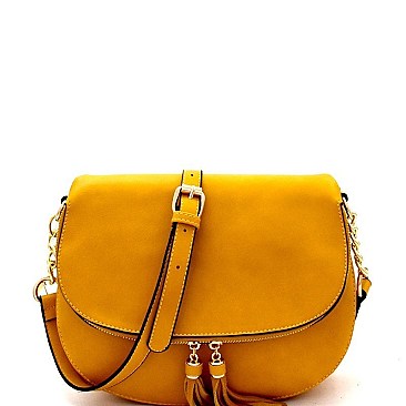 Tasselled Flap Saddle Shoulder Bag