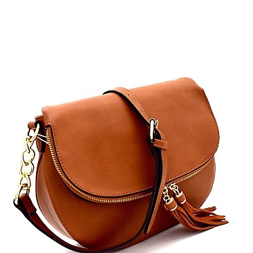 Tasselled Flap Saddle Shoulder Bag