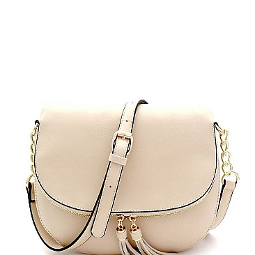 Tasselled Flap Saddle Shoulder Bag