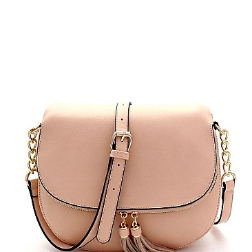 Tasselled Flap Saddle Shoulder Bag