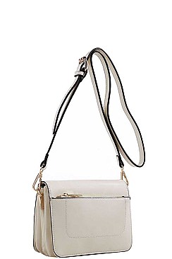 SMOOTH PU LEATHER EXPANDABLE FASHION MODERN CROSSBODY BAG JY-87589