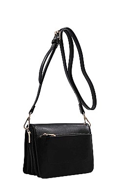 SMOOTH PU LEATHER EXPANDABLE FASHION MODERN CROSSBODY BAG JY-87589