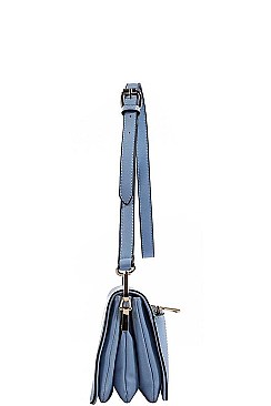 SMOOTH PU LEATHER EXPANDABLE FASHION MODERN CROSSBODY BAG JY-87589