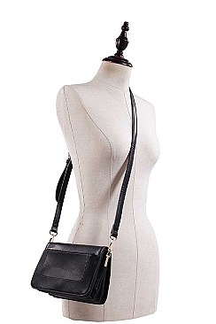 SMOOTH PU LEATHER EXPANDABLE FASHION MODERN CROSSBODY BAG JY-87589
