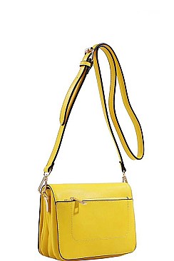 SMOOTH PU LEATHER EXPANDABLE FASHION MODERN CROSSBODY BAG JY-87589