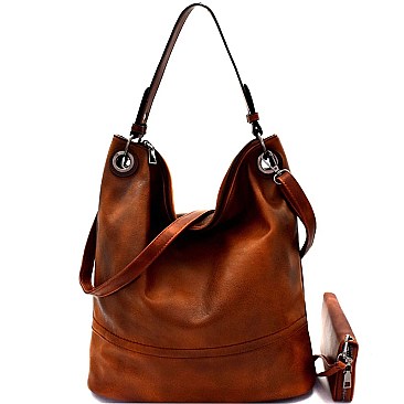 Two-Tone Rustic 2-Way Hobo Wallet SET MH-87904