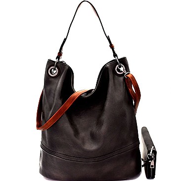 Two-Tone Rustic 2-Way Hobo Wallet SET MH-87904