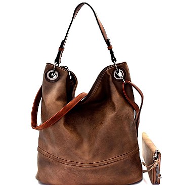 Two-Tone Rustic 2-Way Hobo Wallet SET MH-87904