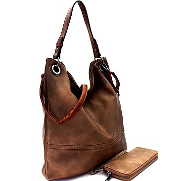 Two-Tone Rustic 2-Way Hobo Wallet SET MH-87904