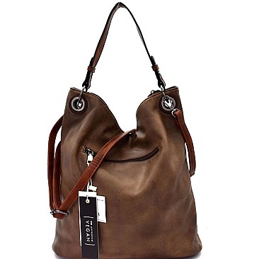 Two-Tone Rustic 2-Way Hobo Wallet SET MH-87904