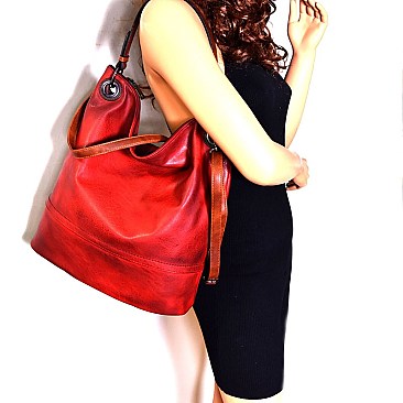 Two-Tone Rustic 2-Way Hobo Wallet SET MH-87904