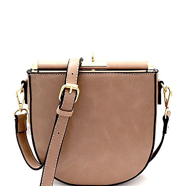 Flip-Lock Top Frame Crossbody Bag