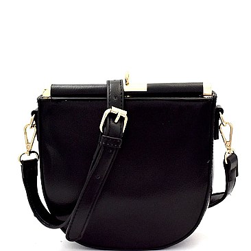 Flip-Lock Top Frame Crossbody Bag