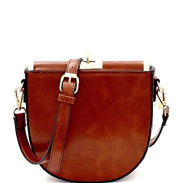 Flip-Lock Top Frame Crossbody Bag