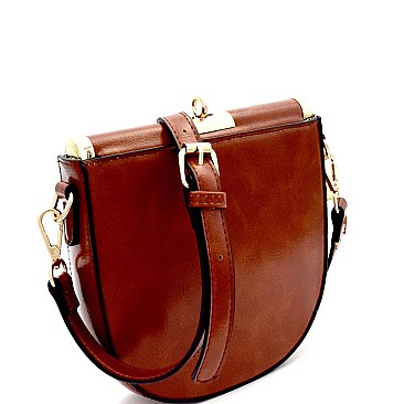 Flip-Lock Top Frame Crossbody Bag