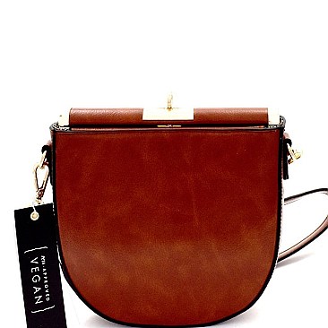 Flip-Lock Top Frame Crossbody Bag