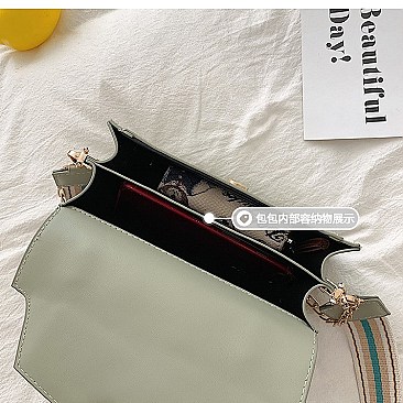 Metal Handle Color Block Satchel - Shoulder Bag