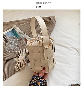 DRAWSTRING HANDMADE WOVEN BUCKET BAG