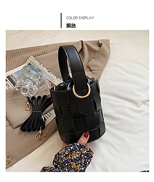 DRAWSTRING HANDMADE WOVEN BUCKET BAG