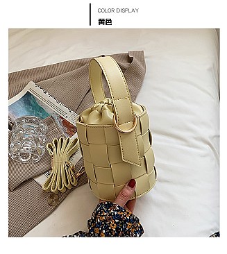 DRAWSTRING HANDMADE WOVEN BUCKET BAG