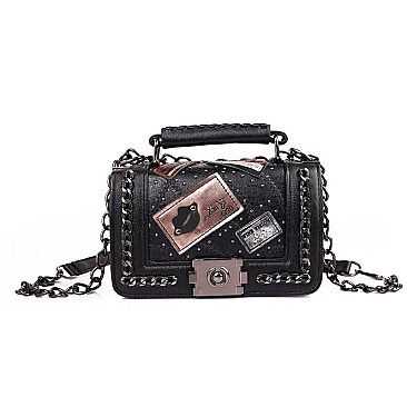 Letter & Lip Patch Design Novelty Satchel