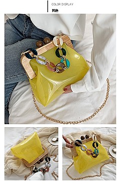 Wooden Frame Jelly Colorful Chain Bag