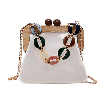 Wooden Frame Jelly Colorful Chain Bag