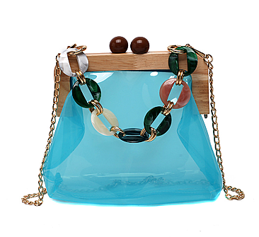 Wooden Frame Jelly Colorful Chain Bag
