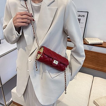 Quilted 2-Tone Fashion Cylinder-Shaped Cross-Body
