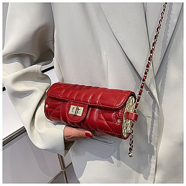 Quilted 2-Tone Fashion Cylinder-Shaped Cross-Body