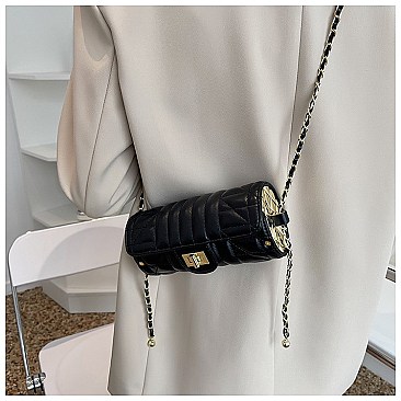 Quilted 2-Tone Fashion Cylinder-Shaped Cross-Body