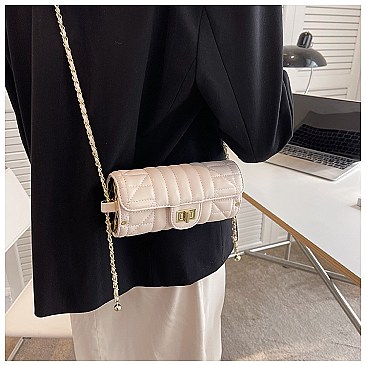 Quilted 2-Tone Fashion Cylinder-Shaped Cross-Body