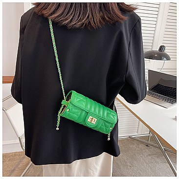Quilted 2-Tone Fashion Cylinder-Shaped Cross-Body