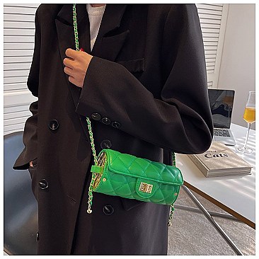 Quilted 2-Tone Fashion Cylinder-Shaped Cross-Body