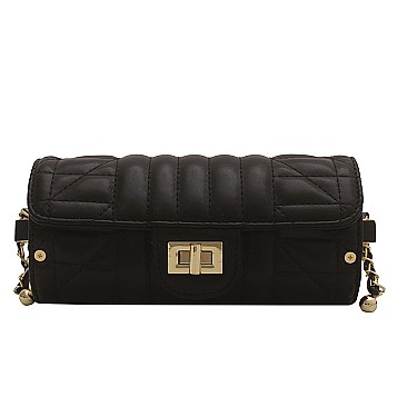 Quilted 2-Tone Fashion Cylinder-Shaped Cross-Body