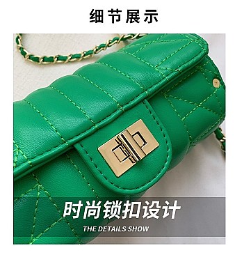 Quilted 2-Tone Fashion Cylinder-Shaped Cross-Body